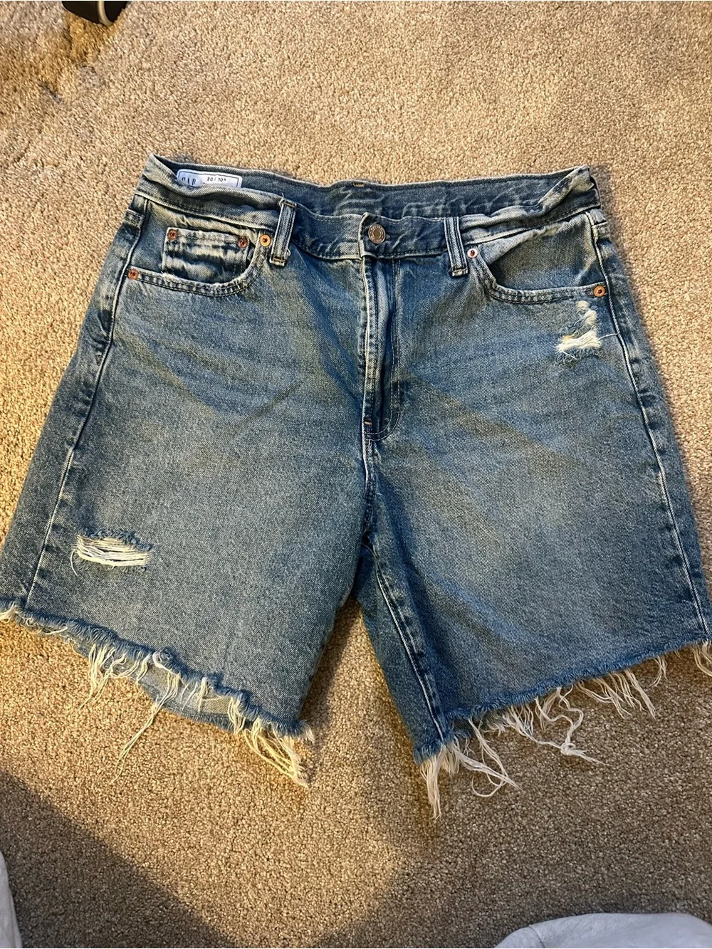 GAP Blue Distressed Denim Bermuda Cutoff Shorts